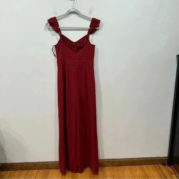 ๐ Rachel Rachel Roy lona Sweetheart Neck Flutter Sleeve Jumpsuit Red Medium - Picture 4 of 10